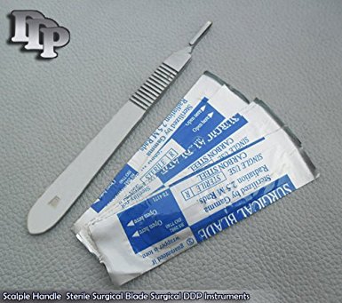 1 STAINLESS STEEL SCALPEL KNIFE HANDLE #3 WITH 20 STERILE SCALPEL BLADES #10 & #15 (DDP QUALITY)