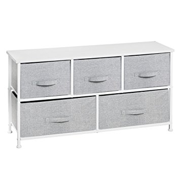 InterDesign Aldo Fabric 5-Drawer Dresser and Storage Organizer Unit for Bedroom, Apartment, Small Living Spaces – Gray