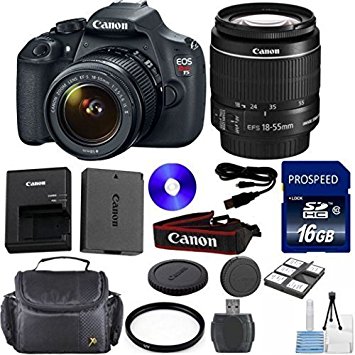 Canon Rebel T5 DSLR Camera Bundle with Canon 18-55mm IS II Standard Lens and Deluxe Camera Case (14 Items)