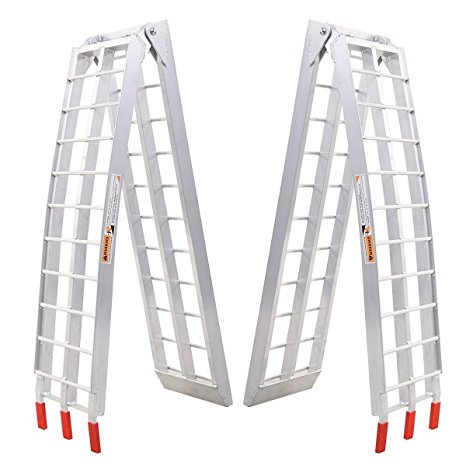 Goplus 7.5' Heavy Duty Aluminum Motorcycle Bike Arched Foldable Loading Ramps-Pair