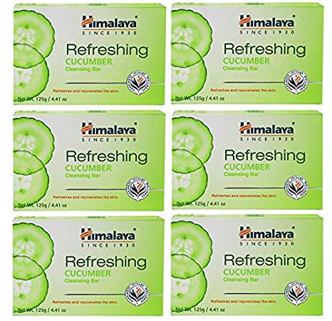 Himalaya Refreshing Cucumber Cleansing Bar (6 Pack), Body Soap to Freshen Up and Rejuvenate Your Skin, 4.41 oz (125 g)