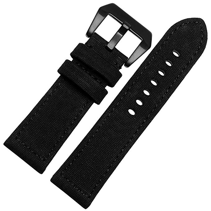 MSTRE Men's Canvas Band with Nylon Bracelet Leather Lining Compatible with Panerai Watches-NL04