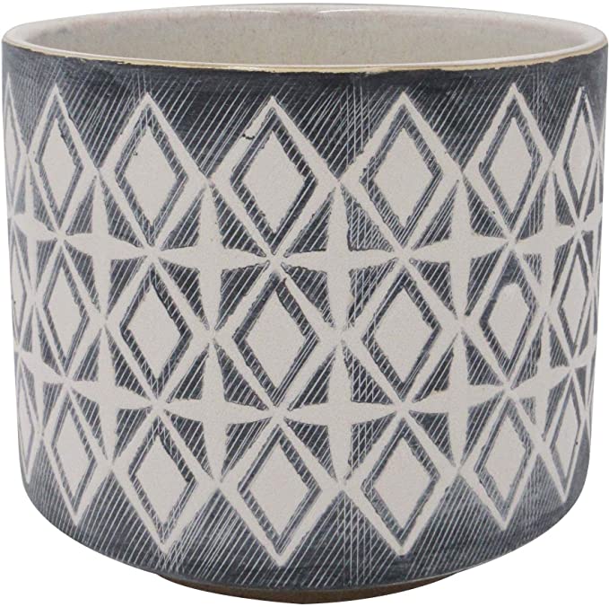 Amazon Brand – Rivet Geometric Ceramic Planter, 6.5"H, Black