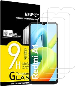 NEW'C 3 Piezas, Protector Pantalla para Xiaomi Redmi A1,A1 , A2,A2 , Cristal templado Antiarañazos, Antihuellas, Sin Burbujas, Dureza 9H, 0.33 mm Ultra Transparente, Ultra Resistente