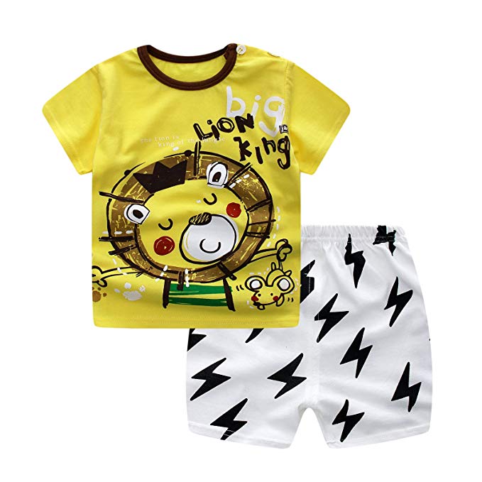 Baby Boys Cotton Sets Shortsleeve Summer Clothing t-Shirts and Shorts 2 Pieces Sets