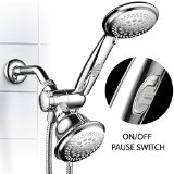 HotelSpa Ultra-Luxury 42-Setting 3 Way Shower-Head  Handheld Shower Combo with Patented ONOFF Pause Switch and 5-7 Foot Stretchable Stainless Steel Hose Premium Chrome