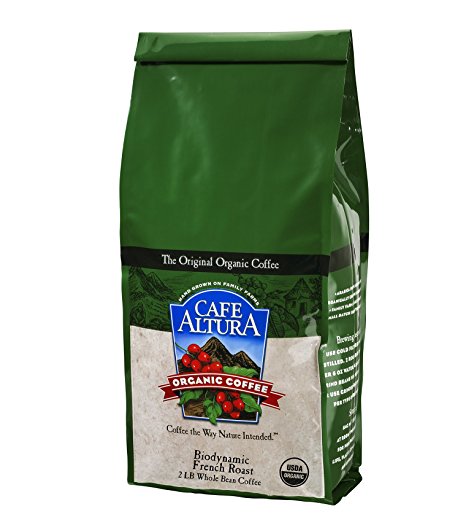 Cafe Altura Whole Bean Organic Coffee, Biodynamic French Roast, 2 Pound