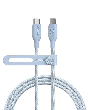 Anker 543 USB C to USB C Cable (240W, 6ft), USB 2.0 Bio-Nylon Charging Cable for MacBook Pro 2020, iPad Pro 2020, iPad Air 4, Samsung Galaxy S22, and More (Misty Blue)