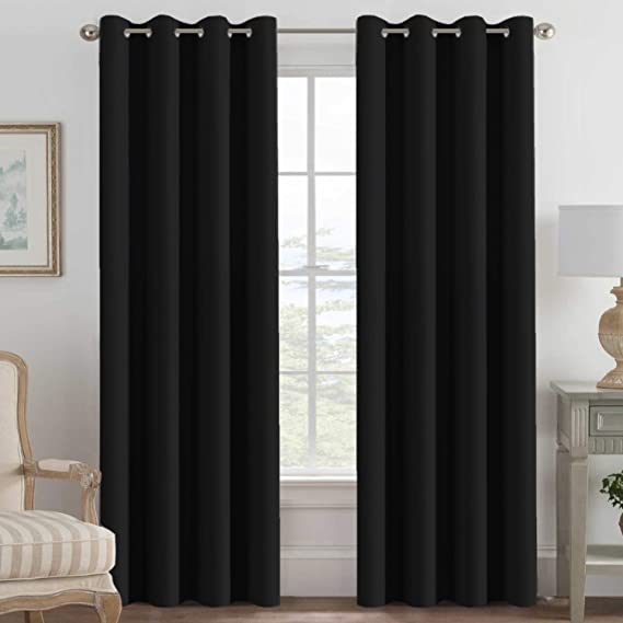 H.VERSAILTEX Blackout Curtain for Living Room Thermal Insulated Window Treatment Curtain Extra Long 108 inch Length Energy Saving Solid Grommet Top Blackout Drape, One Panel,Jet Black