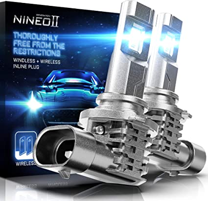 NINEO Fanless 9006 LED Headlight Bulbs | Wireless Hb4 All-in-One Conversion Kit | CREE Chips 10000LM 6500K Cool White