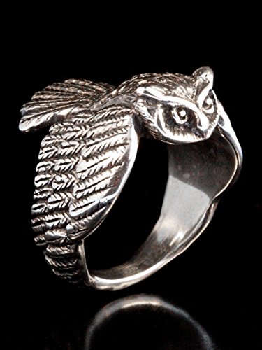 Owl Ring Silver Bird Wing Feather Flight Forest Jewelry