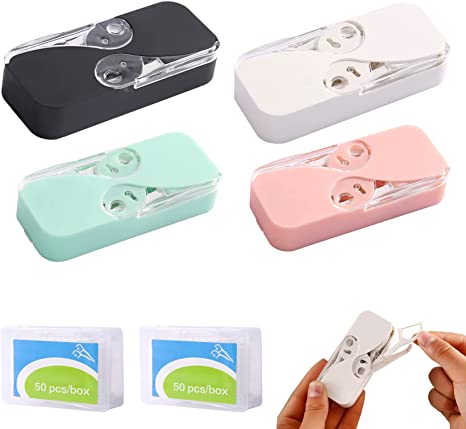 Portable Floss Dispenser, Dental Floss Picks Dispenser, Double Open Dental Floss Storage Box with 12 Pcs Dental Floss for Family Hotel Travel (4pcs)