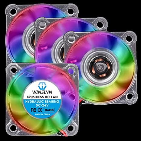 WINSINN 40mm Color LED Fan 24V Hydraulic Bearing Brushless 4010 40x10mm - High Speed (Pack of 4Pcs)