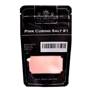 The Spice Lab Curing Salt #1 - Pink Curing Salt for Meat – 4 Ounce ( Prague Powder 1 ) "6.25% Sodium Nitrite AKA "Insta Cure" for Game, Sausage, Bacon, Ham and Jerky Seasoning and Cure
