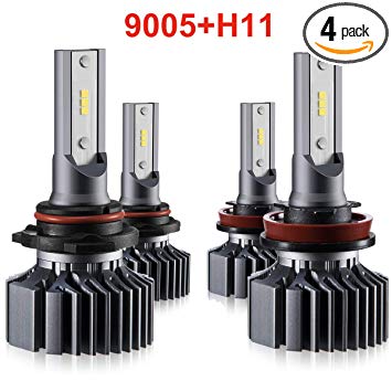 H11 9005 LED Headlight Bulbs Hi Lo Beam,Combo Package (2 sets) Seoul CSP Led Chips-12000LM 6000K Xenon White,1 Yr Warranty