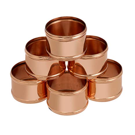 ShalinIndia Copper Napkin Ring Holder for Weddings,Dinners, Parties or Everyday Use, Set of 6,Light Weight 35 Grams,Diameter-1.75 inch