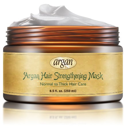 Hair Strengthening Deep Conditioner Mask - Thick Coarse Hair Care - Moroccan Argan Masque 8.5 oz for Thinning Brittle Hair Restoration with Long Lasting Conditioning