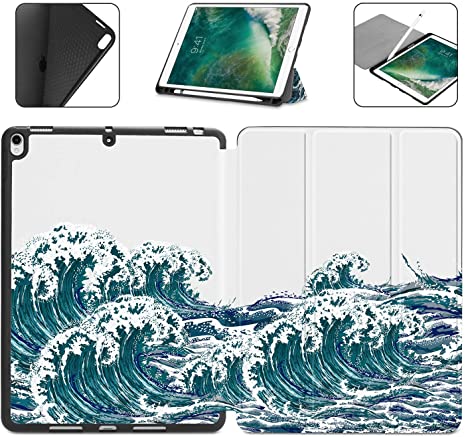 Dongke iPad Air (3rd Gen) 10.5" 2019 / iPad Pro 10.5" 2017 Case, Ultra Slim Lightweight Stand Smart Case Shell for Apple iPad Air (3rd Gen) 10.5" 2019 – Ocean Waves X122