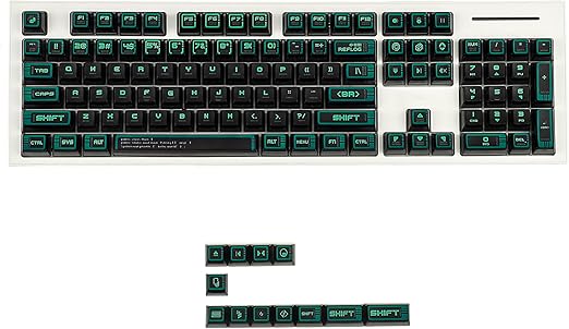 YMDK 116 Key Green Cyber Style Five Side Dye Sub PBT Pudding Backlit Smoky Keycaps ASA Profile for MX Mechanical Keyboard 104 96 87 84 68