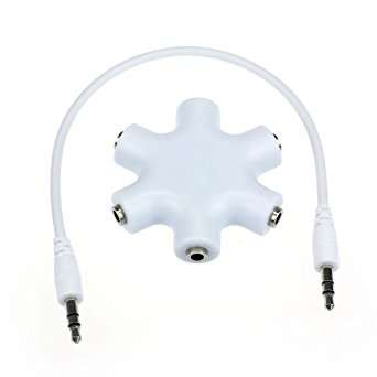 Doinshop New Fashion 3.5mm Headphone Earphone Audio Splitter 1 Male to 2 3 4 5 Female Cable (white)