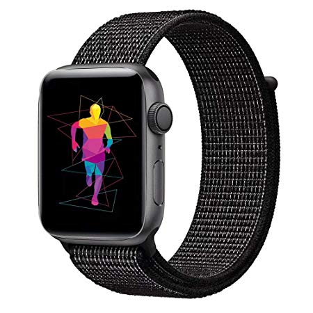 INTENY Sport Band for Apple Watch 38mm 40mm 42mm 44mm, Soft Lightweight Breathable Nylon Sport Loop Replacement Strap for iWatch Apple Watch Series 4, Series 3, Series 2, Series 1