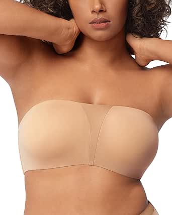 HSIA Strapless Bras for Women, Plus Size Bra with Underwire Lightly Lined Convertible Bandeau Bra for Big Large Busted