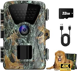 Crenova Trail Game Camera - 4K 48MP Wildlife Camera with Night Vision 0.1s Trigger Motion Activated, IP66 Waterproof Deer Camera 130°Wide Angle