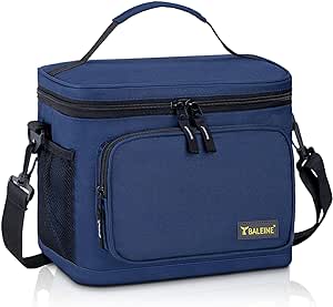 BALEINE 20 Can Full Size Insulated Lunch Bag, Large Leakproof Cooler Bag with Adjustable Shoulder Strap for Office Work Picnic, Freezable Lunch Box (Large, Blue)