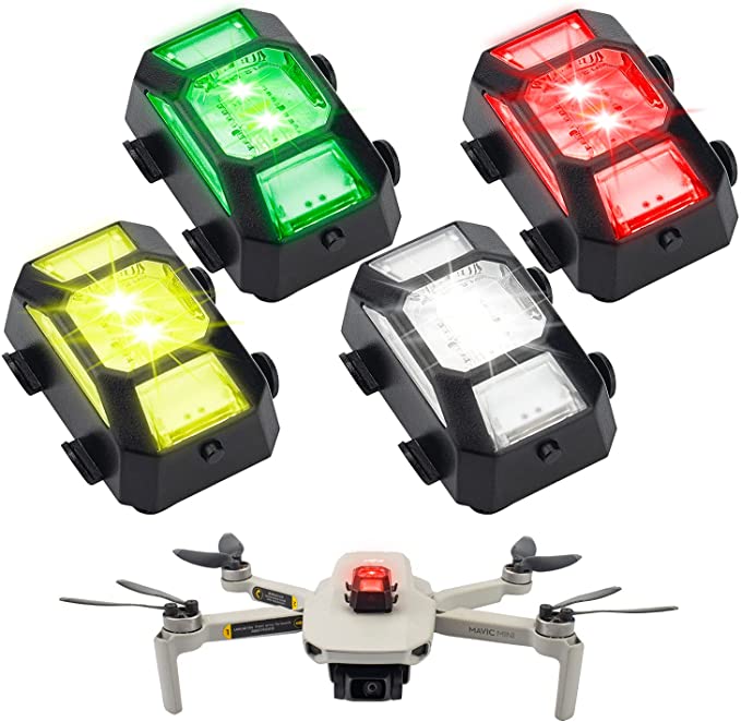 4 Pack Drone Strobe Lights Fits All Drones, Fentec FAA Anti-Collision Lighting Night Flight Lights for DJI Mini 2/Air 2S/Mavic Air 2/2 Pro/Mavic Mini/FPV/Phantom/Holy Stone Drone Accessories, 4 Colors