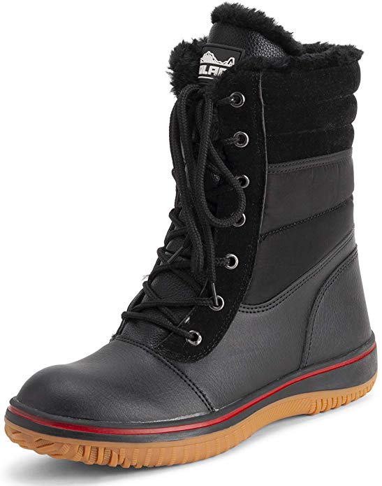 Polar Womens Memory Foam Contrast Line Rubber Gum Outsole Waterproof Padded Collar Thermal Snow Boots