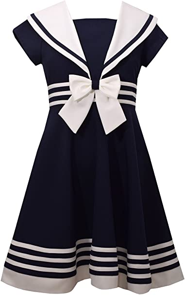 Young Girls Navy Sailor Dress Nautical