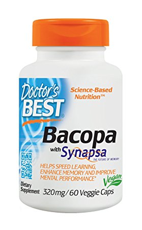 Doctor's Best Bacopa with Synapsa, Non-GMO, Vegan, Gluten Free, Soy Free, Helps Enhance Memory, 320 mg, 60 Veggie Caps