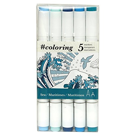 Art Alternatives #coloring - Professional, Alcohol Based, Coloring Markers, 5 Ocean Colors Ideal for the Johanna Basford Coloring Canvas "Lost Ocean"