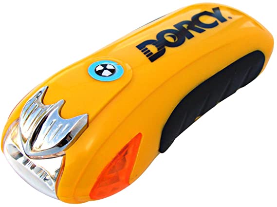 Dorcy 7.7-Lumen Dynamo Rechargeable LED Emergency Survival Flashlight with Hand Crank and Flashing Mode, Yellow (41-4272)