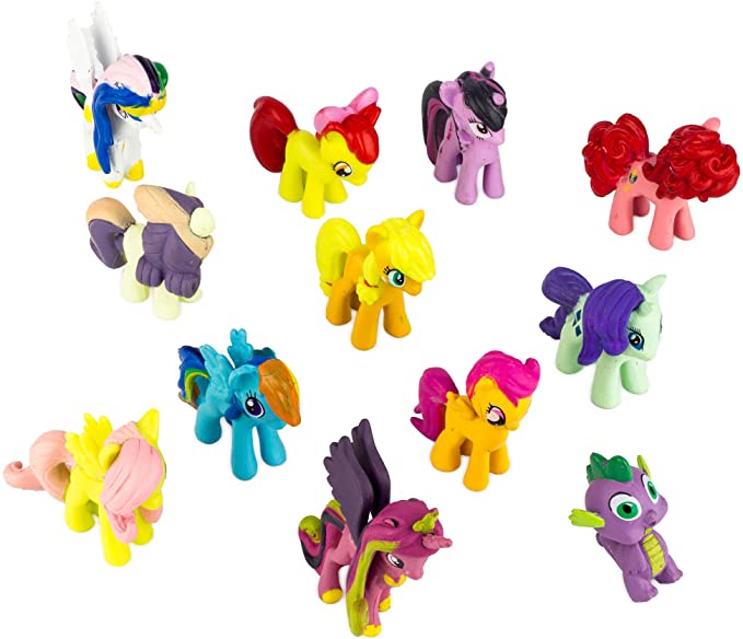 Outland Little Pony Cake Toppers (12pcs):Birthday Party Decoration For Kids, Pony Figurines For Boys And Girls, Colorful Horse Toys For Cupcakes, Cute Pony Ornaments