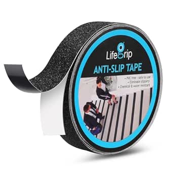 Lifegrip Anti Slip Tape, 1 Inch x 15 Foot Non-Slip Traction Grip Tape for Stairs, Waterproof Stair Treads Grip Non Slip, Non Skid Tape for Steps, Tubs, Boats, Outdoor Black Grip Tape (1" X 15')