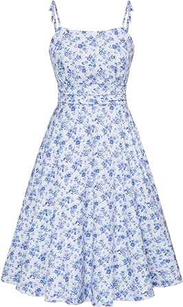 Belle Poque 2024 Summer Dresses for Women Spaghetti Strap Midi Sun Dress Cute Casual Dress with Pockets