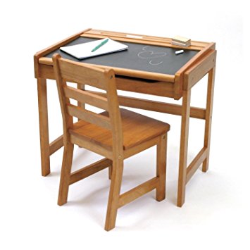 Lipper International 554P Child's Chalkboard Desk and Chair, 2-Piece Set, Pecan Finish