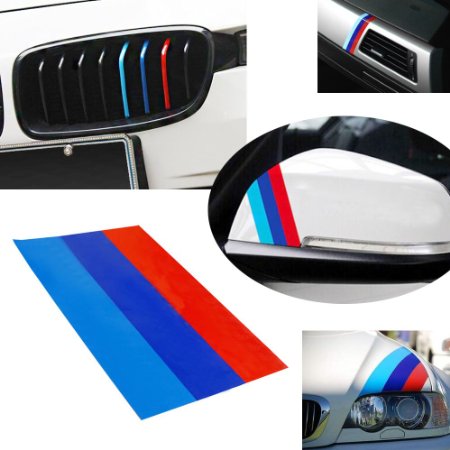 iJDMTOY 1 10 M-Colored Stripe Decal Sticker For BMW Exterior or Interior Decoration Such As Grille Fender Hood Side Skirt Bumper Side Mirror Dashboard Steering Wheel etc