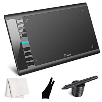UGEE M708 Graphics Drawing Tablet, 10 x 6 Inch Large Active Area Digital Graphic Tablet with 8192 Levels Pressure Battery-Free Pen Stylus