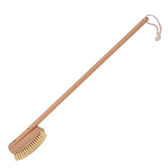 Redecker Bath and Foot brush with Extra-long Oiled Beechwood Handle, Stiff Tampico Fiber Bristles Exfoliate Skin, 24 inches, Made in Germany
