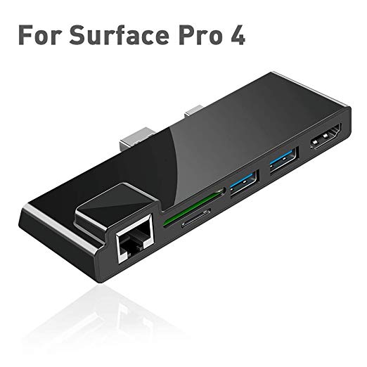【Upgraded Version】 Surfacekit Surface Pro 4 USB Hub Docking Station with 1000M Ethernet Port, 4K HDMI, 2 x USB 3.0 Ports, SD/Micro SD Card Reader, LAN Adapter for The 4th-gen Surface Pro 2015
