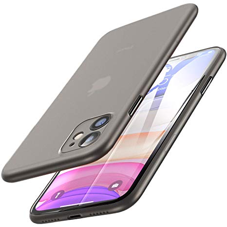 TOZO for iPhone 11 Case 6.1 inch(2019), Ultra Thin Hard Cover [0.35mm] World's Thinnest Protect Bumper Slim Fit Shell [ Semi-Transparent ] Lightweight with [Matte Black]