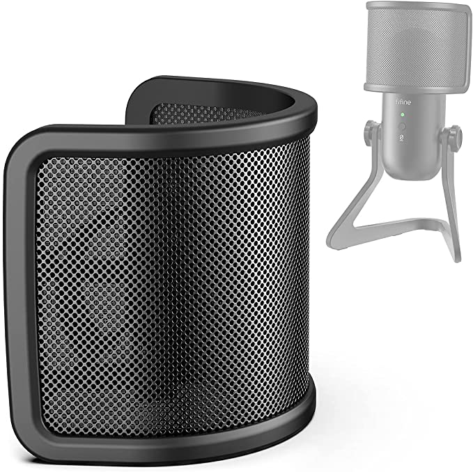 Pop Filter, FIFINE Mic Pop Screen with Metal Mesh, Compact Microphone Pop Shield Windscreen for Recording Studio, Youtube Videos, Streaming, Podcast (Black)