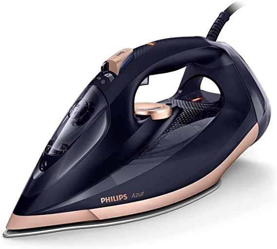 Philips Azur Steam Iron - 3000W, 55g/min Steam, 250g Steam Boost, SteamGlide Elite Soleplate, Black (GC4909/60)