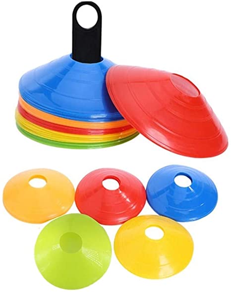 50 Pack Soccer Cones Disc Cone Sets with Holder for Training, Field Cone Markers Football, Kids, Sports,