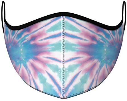 Top Trenz Reusable Face Mask Made with Stretch Cloth for Everyday Use - Indoor/Outdoor Face Cover - Ice Tie Dye - One Size Fits Most Ages 8