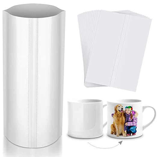 Sublimation Shrink Wrap Films 5 x 10 Inch White Heat Transfer Shrink Films Shrink Wrap Bands Shrink Wrap Bags for Mugs, Cups, Tumblers, Blanks Sublimation (100 Pieces)