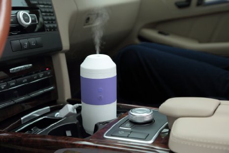 Arospa Electric CarIndoor Essential Oil DiffuserHumidifierPurifier With Car 12V and wall plug in Adapter Purple