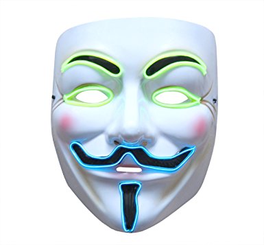 Halloween Scary Mask,heytech Cosplay Led Costume Mask EL Wire Light up for Festival Party